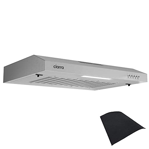 CIARRA Dunstabzugshaube 60cm 3 Leistungsstufen Abluft Umluft Unterbauhaube (Silber),Kompatible CBCS6903 Kohlefilter