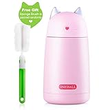 ONEISALL SB60239 330ML Leak-proof Cat Tumbler, Cute Cat Thermos Mug, Stainless Steel Drinkware Thermos Kids Cat Water Bottle (Pink)