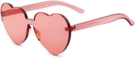 Heart Shaped Rimless Sunglasses Clout Goggles Candy Clear Lens Sun Glasses for Women Girls