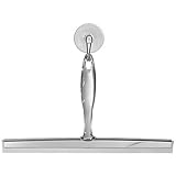 iDesign Zia Metal and Plastic Bathroom Squeegee for Shower, Glass Doors, Floors, Mirrors, with Suction Hook Holder , 12 Inches, Clear and Stainless Steel