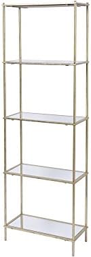 Rhonda Antique Gold Mirrored 5 Tier Shelf Unit