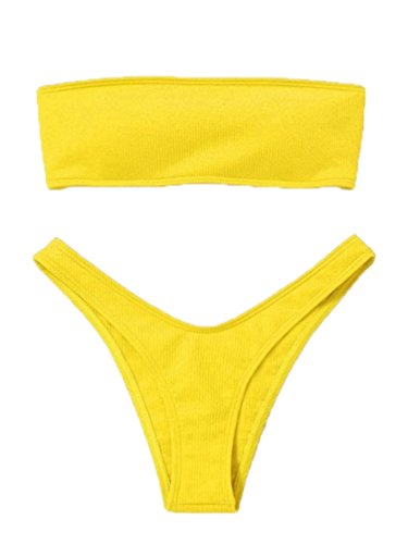 Lealac Womens Summer Cotton Fashion Strapless Ribbed Plain Lace Up - Main Image