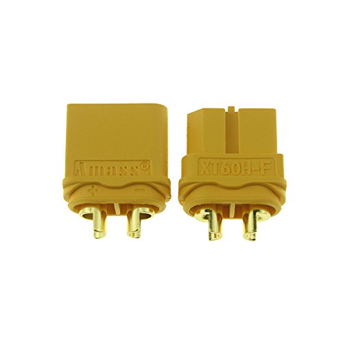 Amass 10 Pair XT60H Bullet Connector Plug Upgrated of XT60 Sheath Female & Male Gold Plated for RC Parts