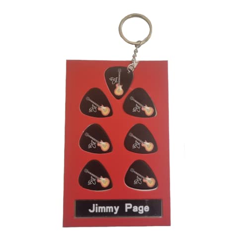 Axman Jimmy Page Guitar Plectrum Gift Set | 6 Artist Plectrums | 1 Artist Keyring