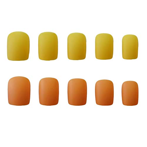 24pcs/set Short Press On Nails Matte Fake Nail with Glue Acrylic False Nails for Women Lady Artificial Fake Finger Nail Tips Full Cover