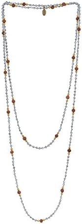 Long Ganitri Crystal Necklace (Light Grey)