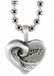 Strickly Boarding Lead-Free Pewter Small Heart Surf Pendant