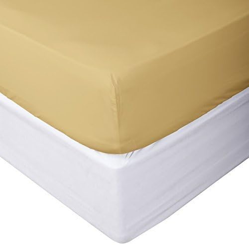 Solid 400 Thread Count '100% Egyptian Cotton Elegant Comfortable 1 PC Fitted (Bottom Sheet ONLY) Fit Upto 20" inches Deep Pocket (Queen , Gold).