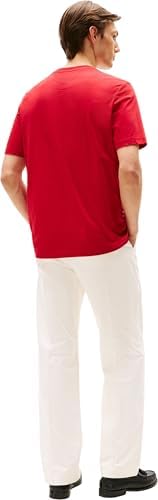 Tommy Hilfiger T-shirt masculina manga curta pescoço redondo, multicolor (vermelho médio), S