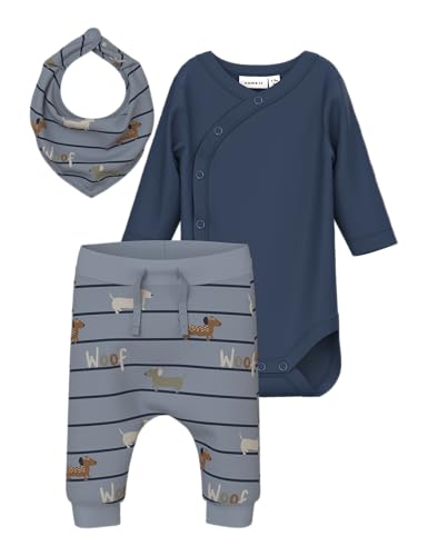 NAME IT Nbmvrolle Ls Wrap Body Set, Tradewinds, Numeric_80, Gris, Numeric_80