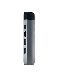 Satechi Adaptador de Type C Hub Pro de aluminio con Ethernet   4 K HDMI salida de vídeo, USB C PD, Gigabit Ethernet, puertos USB 3.0 y ranura para tarjeta Micro SD para 2016 2017 Macbook pro 13 inch y 15 inch, Gris espacial