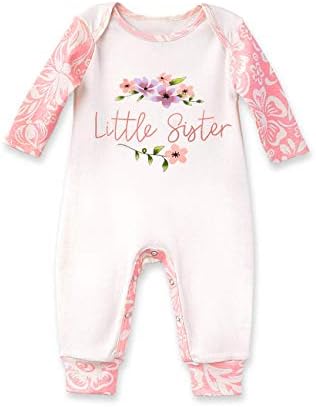 Baby Girl Clothes Little Sister Newborn Outfit Print Long Sleeve Romper Overall Floral Jumpsuit