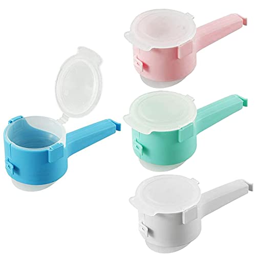 Bag Clips for Food, 4 pcs Food Package with Pour Spout, Snack Sealing Clips, Pouring Food Clip, Food Storage Clip, Best Kitchen Food Storage and Organization (Multicolor)