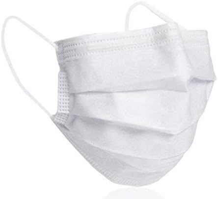 Disposable 3-Ply Ultralight Weight Face Mask Antiviral Medical Surgical Earloop Polyester Masks for Personal Health - Pack of 10 (WHITE)