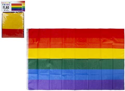 HomestreetUK Large Pride Rainbow Striped Flag with Grommets for Indoor or Outdoor Parties Floats Stalls Bright Colourful 52" x 31"