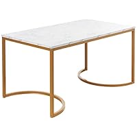 Household Essentials Half-Moon Modern Coffee Table, White Marble