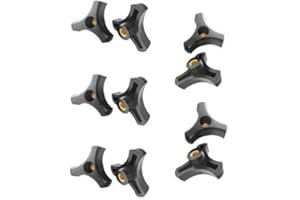 NIAIMEI 5/16"-18 Three Prong Wing Nut 2 inch Black Plastic Knob Diamete with Through Brass Insertr(Pack of 10)