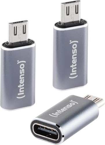 Adaptador USB-C a microUSB (C480M) 3 Unidades, 480 Mbps, USB 2.0 de Alta Velocidad, OTG, Aluminio, Gris
