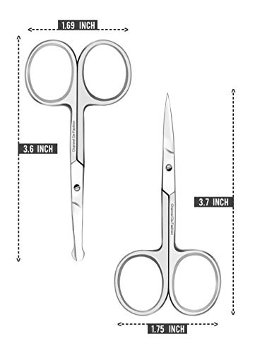 Premium Quality Multipurpose Facial Hair Scissor For Men - Mustache, Stainless Steel Pedicure Nail Scissor, Nose Hair And Beard Trimming Scissor, Eyebrows, Eyelashes And Ear hair Scissor (Pack Of 2)