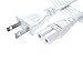 PWR+ 18 AWG 2-Slot Non-Polarized Power Cord - NEMA 1-15P to IEC320C7 Extra Long 12 Ft Cable Cord Black