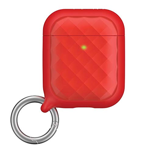 Ring Clip case for AirPods 1 & 2 by Catalyst - Silicone Case for AirPods with Textured Pattern, Extra Grippy High Gloss Surface Finish, Flame Red