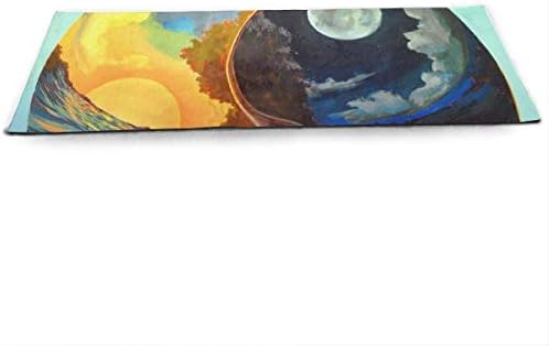 QIAOJIE Yoga Mats Yin Yang Icon with Moon and Sun Yoga Mat Print Pilates Floor