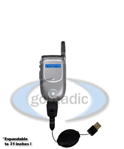 Motorola V731 Retractable Power Hot Sync and Charge USB Data Cable w/ Tip Exchange - Gomadic Brand