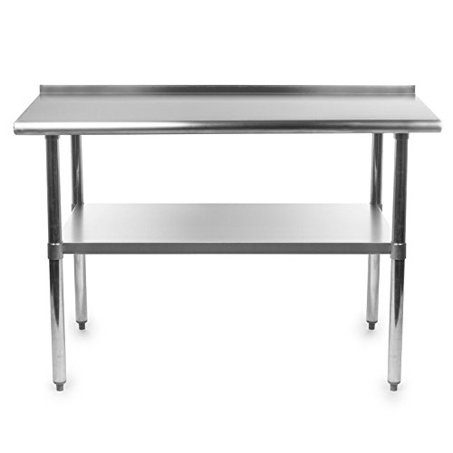 Rounded edges 24" x 48" Commercial Stainless Steel Kitchen Work Food Prep Table Under Shelf w/ Backsplash - Thumbnail 2