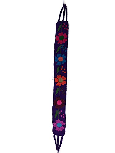 Traditional Mexican Embroidered Colorful Floral Belt (Beige)