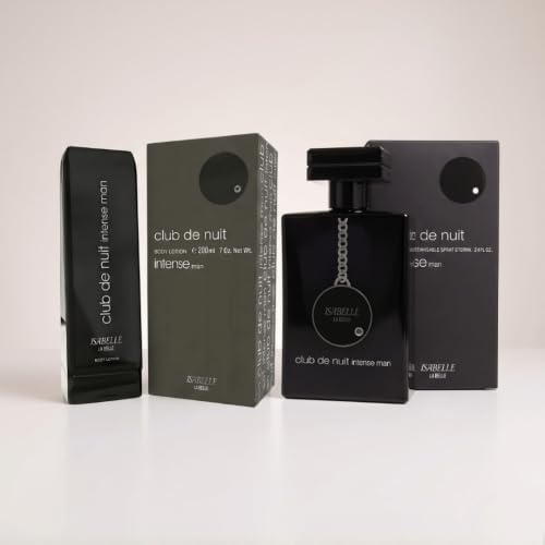 Kit Perfume Árabe Masculino Club de Nuit Intense Man Isabelle La Belle 100ml + Loção Hidratante Corporal Body Lotion 200ml – Combo Alta Fixação e Projeção
