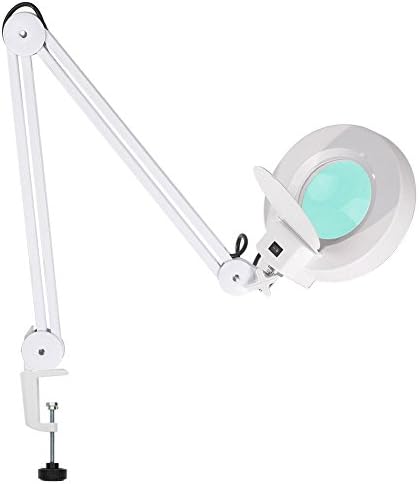 Overseasee 10X Diopter LED Light Magnifier Desk Clamp Adjustable Light Jewelry (White)