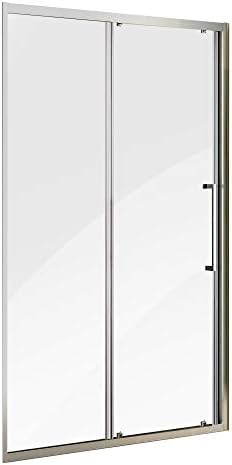 Kleankin 39.5" x 75" Alumiunum Semi Framed Bypass Sliding Glass Door Shower Kit - Transparent/Silver