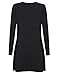 Leadingstar Women Long Sleeve Tunic Top Shirt Dress Casual Mini Black Dress (S, Black)