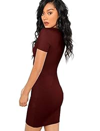 Milumia vestido elegante de manga corta con cuello en V para mujer