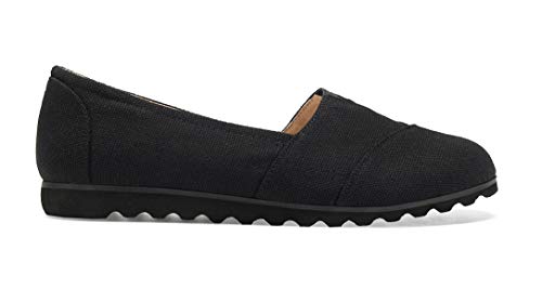 ComeShun Womens Shoes Canvas Flats Casual Loafers Comfort Slip On Sneakers (40 EU/9 US, All Black)