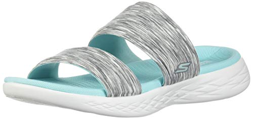  - Skechers Women's ON-The-GO 600-BEDAZZLING Slide Sandal Gray/Aqua 11 M US
