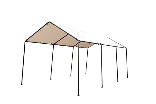 SORARA Carport 10' x 20' Outdoor Car Canopy Gazebo with 8 Steel Legs, White