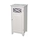 Teamson Home Dawson Wooden Freestanding Floor Cabinet with 1 Fixed 1 Adjustable Shelf 3 Storage Spaces and 1 Cross Molding Glass Paneled Doors, White