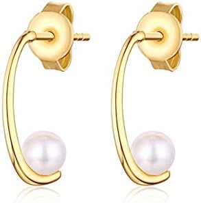 WANZIJING Pearl Crescent Moon Jewelry Set, 925 Sterling Silver 9K Gold Pendant for Wedding Bridesmaid Gifts