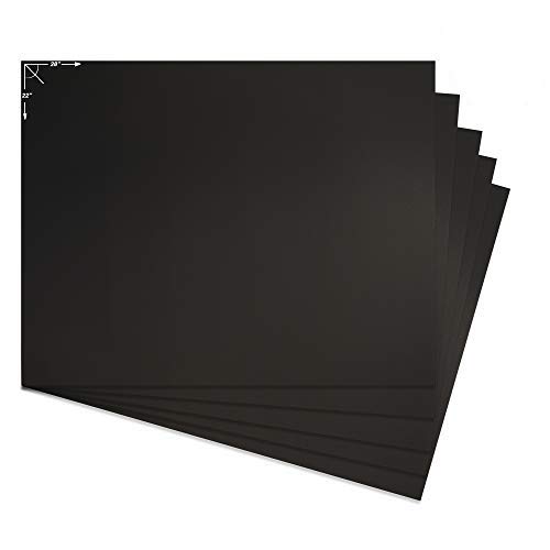 Emraw Poster Board Lightweight Craft Backing Boards for Presentations Office Sign Blank Painting Board Smooth Surface Poster Sheets for School Pack of 5 (Black)