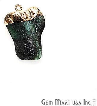 Rough Emerald Pendant Gold Plated, 23x16mm Single Bail Pendant (EM-50008)