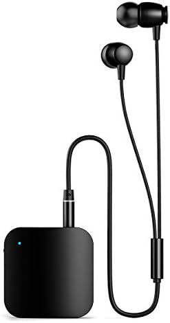 Yigenet Bluetooth V4.1 Headphones Music Receiver Stereo Earphones 3.5 mm Jack In-Ear Audio Earbuds Clip-on Collar Handsfree Headsets Long Standby Time - Matte black