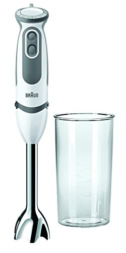 Braun Minipimer - Batidora 750 W, 21 velocidades y turbo, antisalpicaduras, color blanco y gris