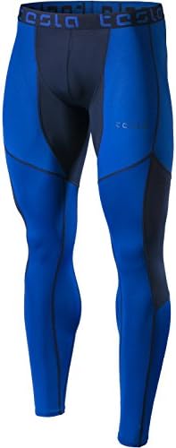TM-MUP79-BUN_X-Large Tesla Men's Mesh-Panel Compression Pants Baselayer Cool Dry Sports Tights Leggings MUP79