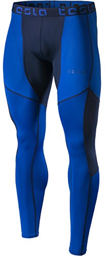 TM-MUP79-BUN_X-Large Tesla Men's Mesh-Panel Compression Pants Baselayer Cool Dry Sports Tights Leggings MUP79