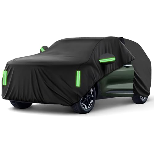 AUTODIAG Cubierta para Auto SUV,520x200x180CM Funda para Carro Impermeable,Cremallera y Cintas Reflectante,Cerradura Extra y Cuerda antiviento,Anti-UV,Anti-Nieve,Antiarañazos,Ideal para Exteriores