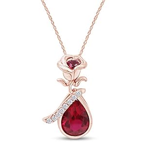 AFFY Rose Teardrop Pendant Necklace in 14k Rose Gold Over Sterling Silver