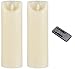 Flameless LED Candle - 2-Pack Flickering Motion 9-Inch Battery Operated and Remote Controlled On Off with Timer, Real Wax, Decorative Ivory Pillar Candle Design, 3 x 9 Inches