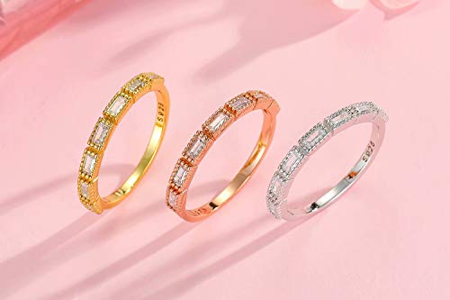 YJLEEX Half Eternity Bands 925 Silver Ring Comfort Fit Size 7