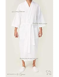 Waffle de algodón unisex Kimono Robe, L, Blanco